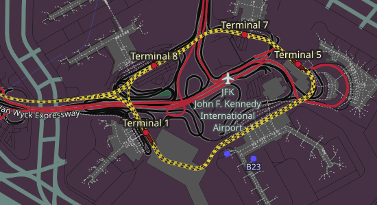 A detailed map of JFK airport