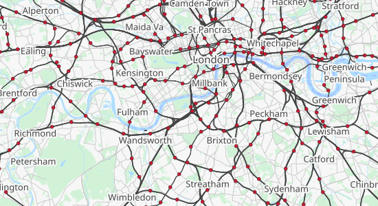 An overview map of London